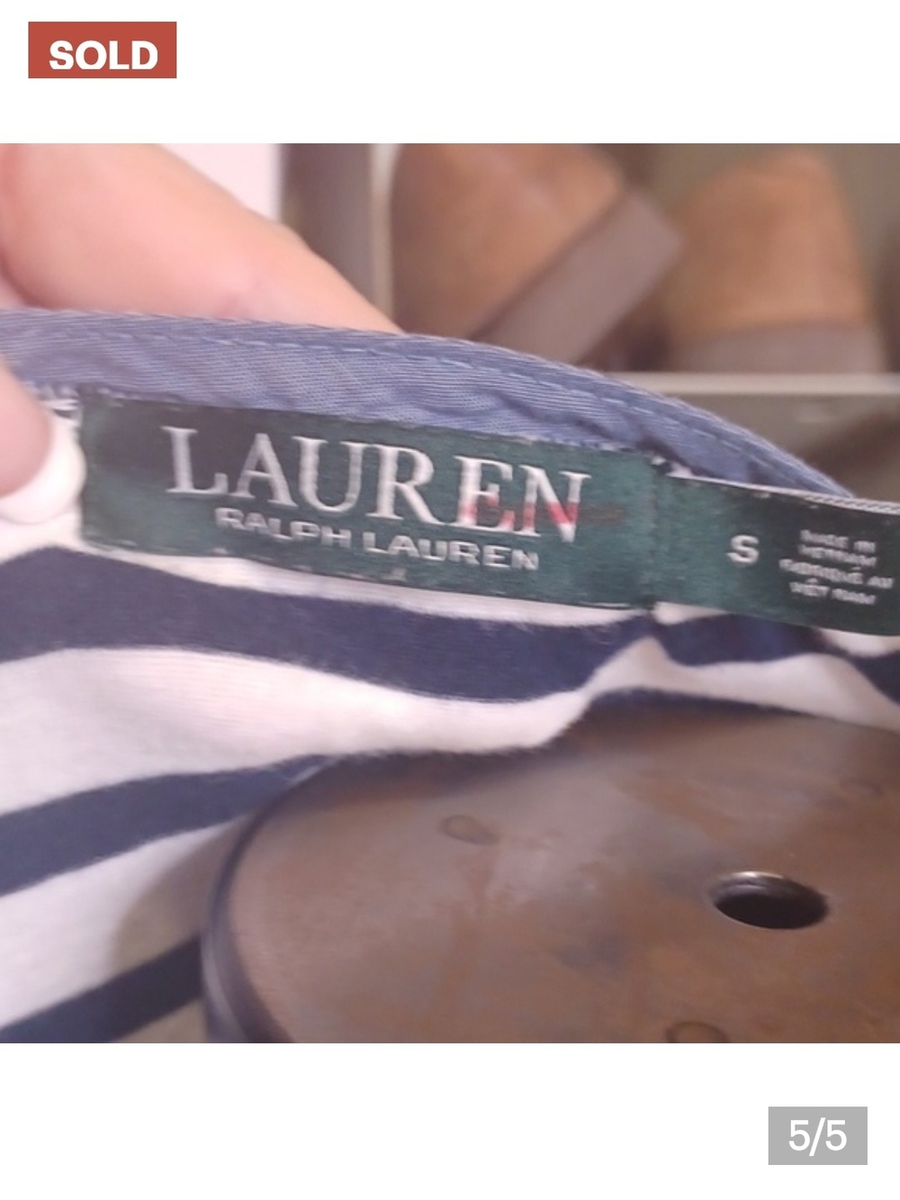 Ralph Lauren Navy & White Striped Cotton Top S